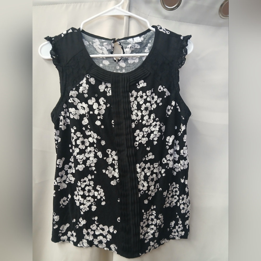 Floral Black and White Dress